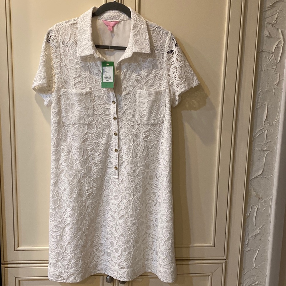 Lilly Pulitzer Dress-white-spring/summer-short sleeve-size-12